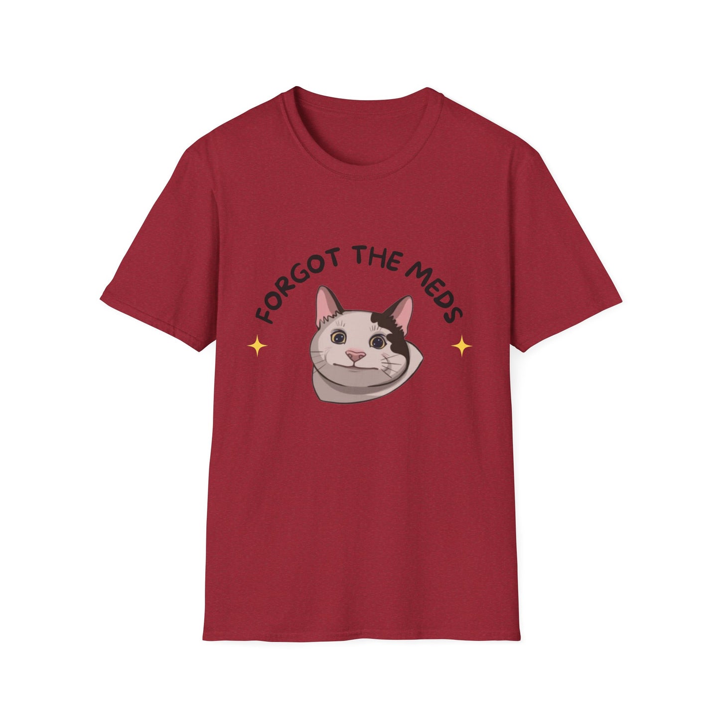 Funny Cat T-Shirt - 'Forgot The Meds' Unisex Softstyle Tee