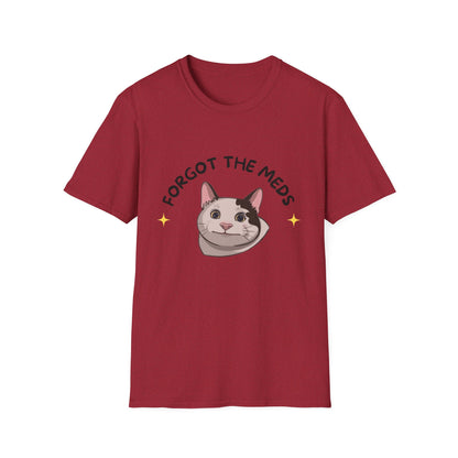 Funny Cat T-Shirt - 'Forgot The Meds' Unisex Softstyle Tee