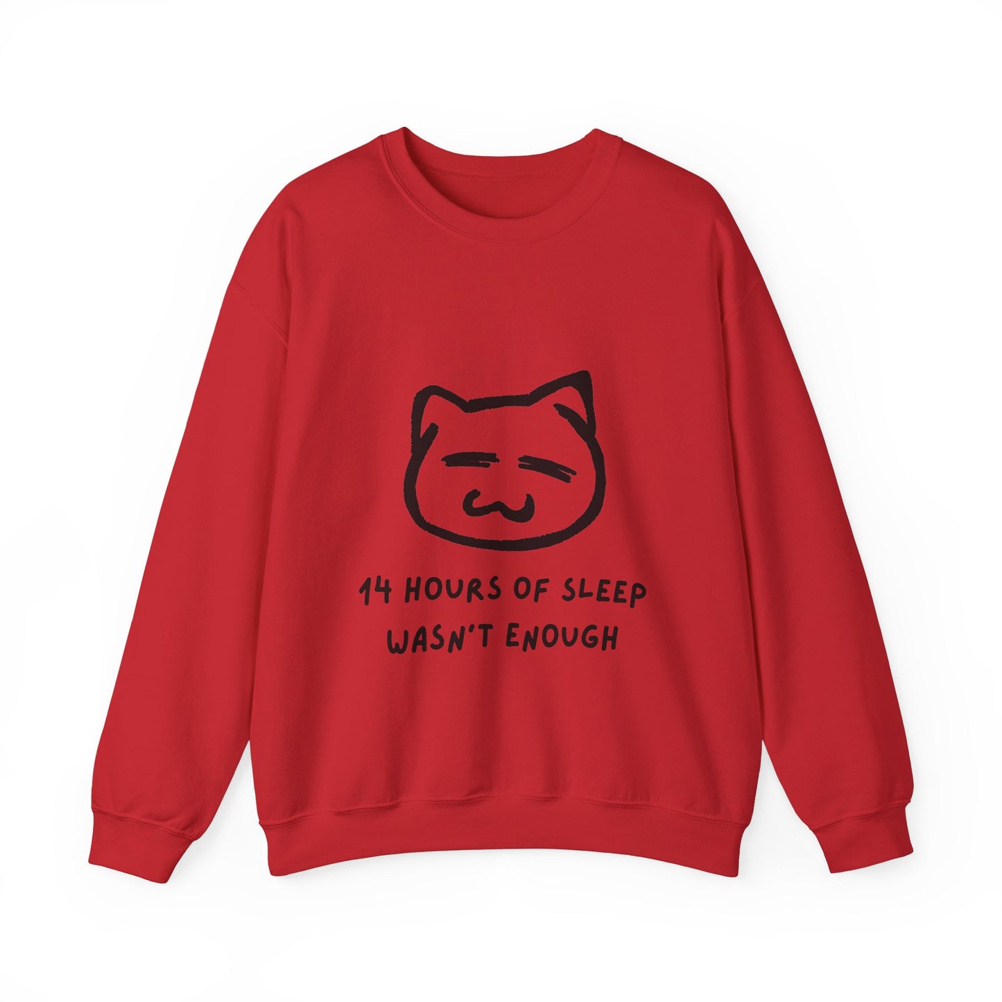 14 Hours of Sleep Crewneck Sweatshirt - Unisex Heavy Blend™ - Cozy Cat Design