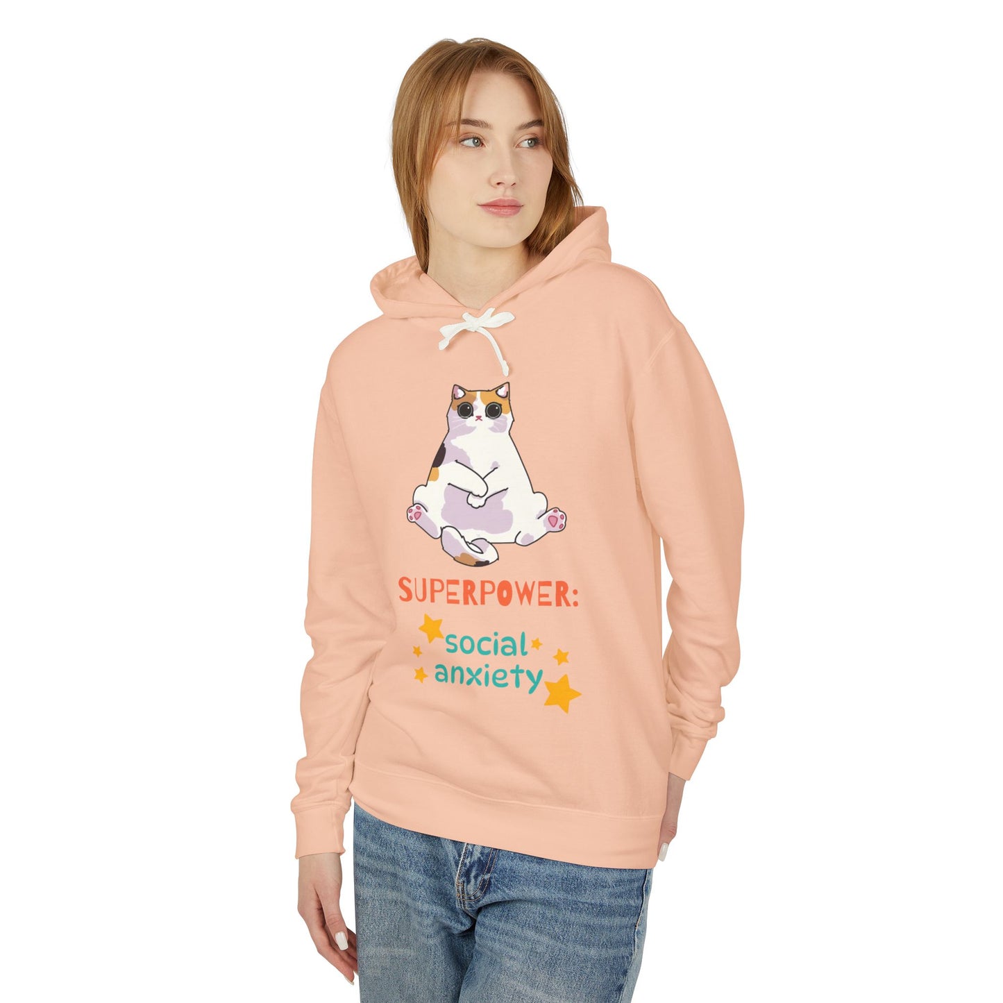 Superpower: Social Anxiety Unisex Lightweight Hooded Sweatshirt