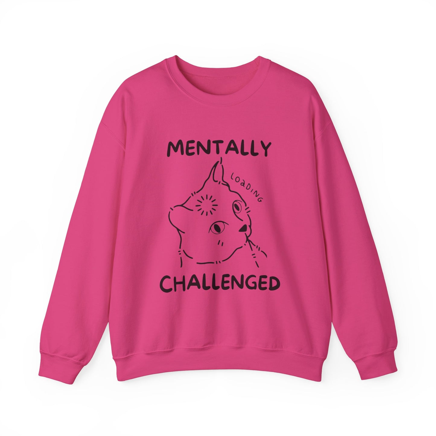 Mentally Challenged Cat Crewneck Sweatshirt - Unisex Heavy Blend™