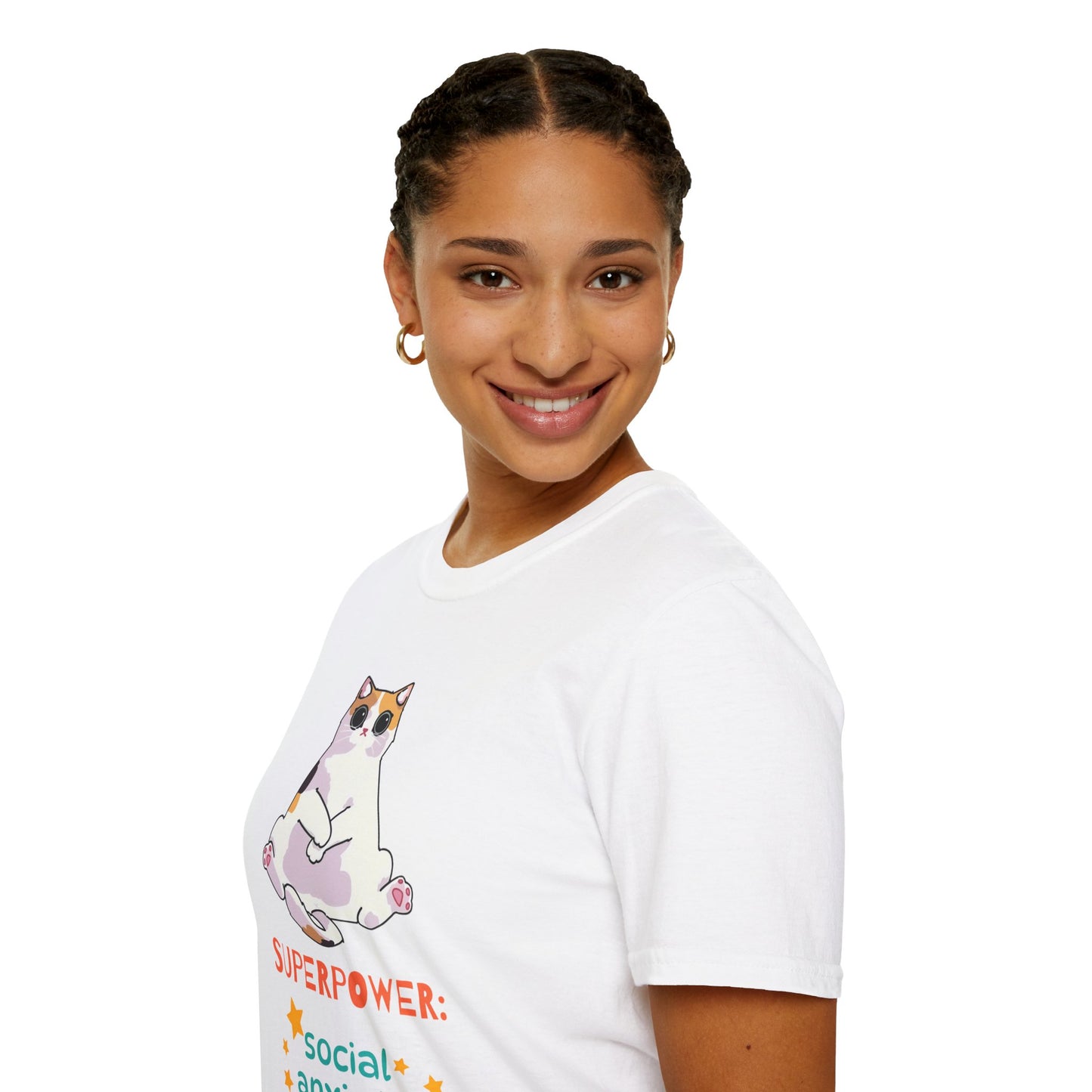 Superpower: Social Anxiety Unisex T-Shirt - Cute Cat Design