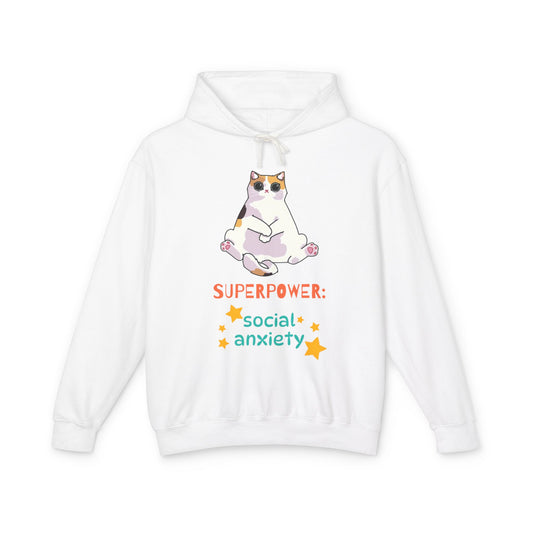 Superpower: Social Anxiety Unisex Lightweight Hooded Sweatshirt