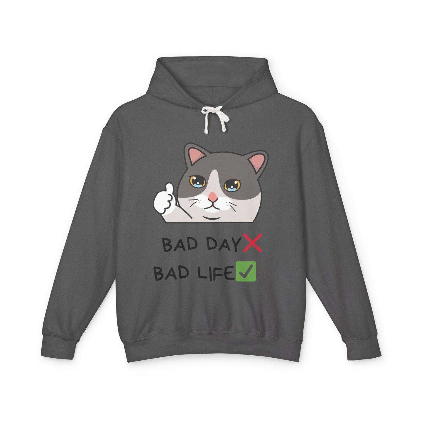 Bad Day Hoodie | Cute Cat Design | Unisex Lightweight Sweatshirt