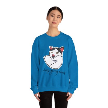 Hey Gorgeous Cat Unisex Heavy Blend Crewneck Sweatshirt