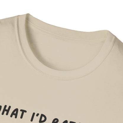 Cute Cat Sleepy Vibes Unisex Softstyle T-Shirt - "What I'd Rather Be Doing"
