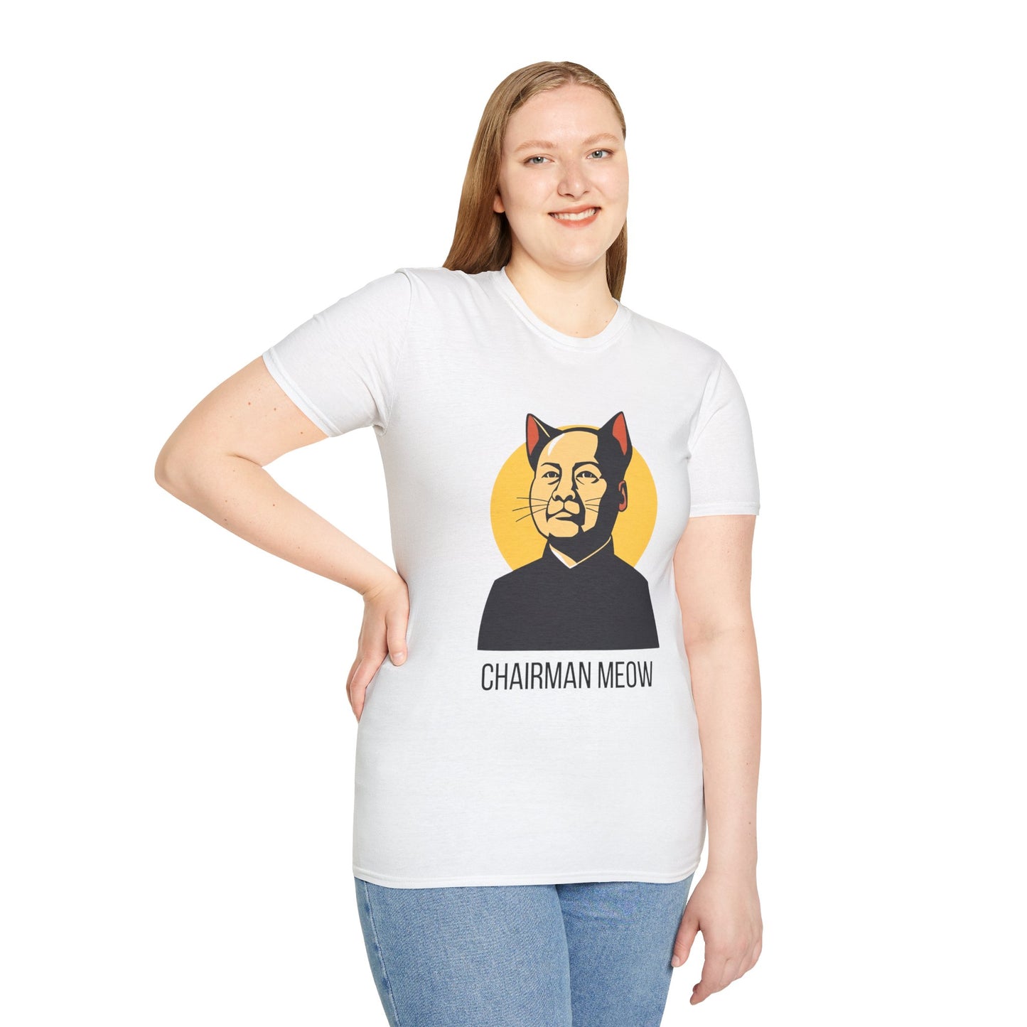 Chairman Meow Unisex Softstyle T-Shirt - Fun Cat Humor Tee for Cat Lovers