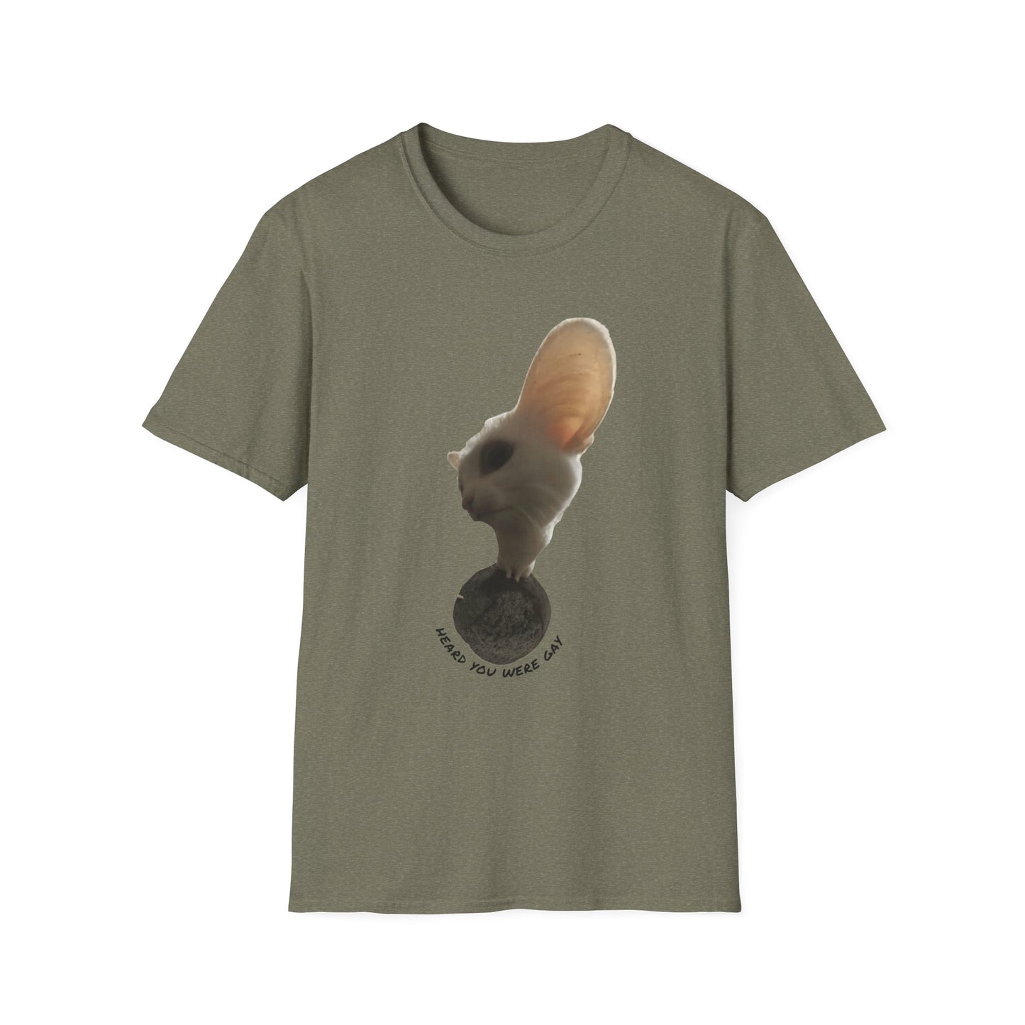 Heard you were 🏳️‍🌈- Cute Feline Graphic Unisex Softstyle T-Shirt – Perfect for Cat Lovers