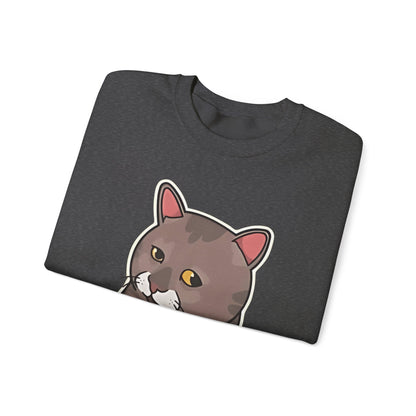 "Me When They Start Small Talk" Funny Cat Crewneck Sweatshirt