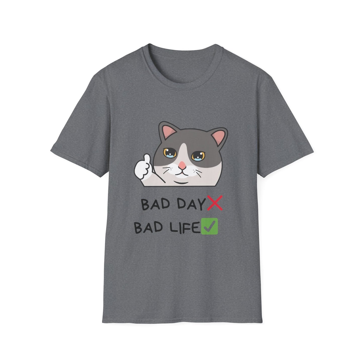 Cute Cat 'Bad Day' Unisex Softstyle T-Shirt - Perfect for Cat Lovers!