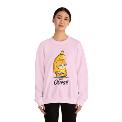 Oops!! Banana Kitty Sweatshirt - Unisex Heavy Blend™ Crewneck