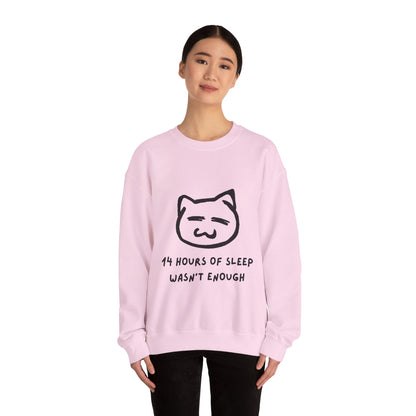 14 Hours of Sleep Crewneck Sweatshirt - Unisex Heavy Blend™ - Cozy Cat Design