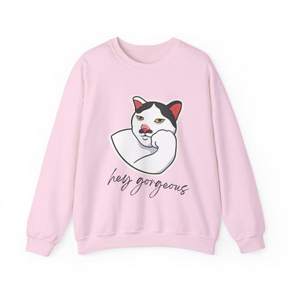 Hey Gorgeous Cat Unisex Heavy Blend Crewneck Sweatshirt