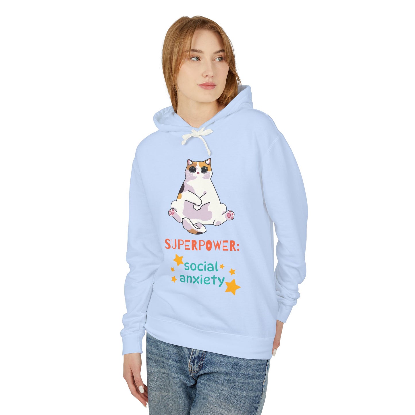 Superpower: Social Anxiety Unisex Lightweight Hooded Sweatshirt