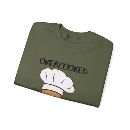 Funny Chef Cat Sweatshirt – 'Overcooked Kitchen Burned' Unisex Heavy Blend™ Crewneck