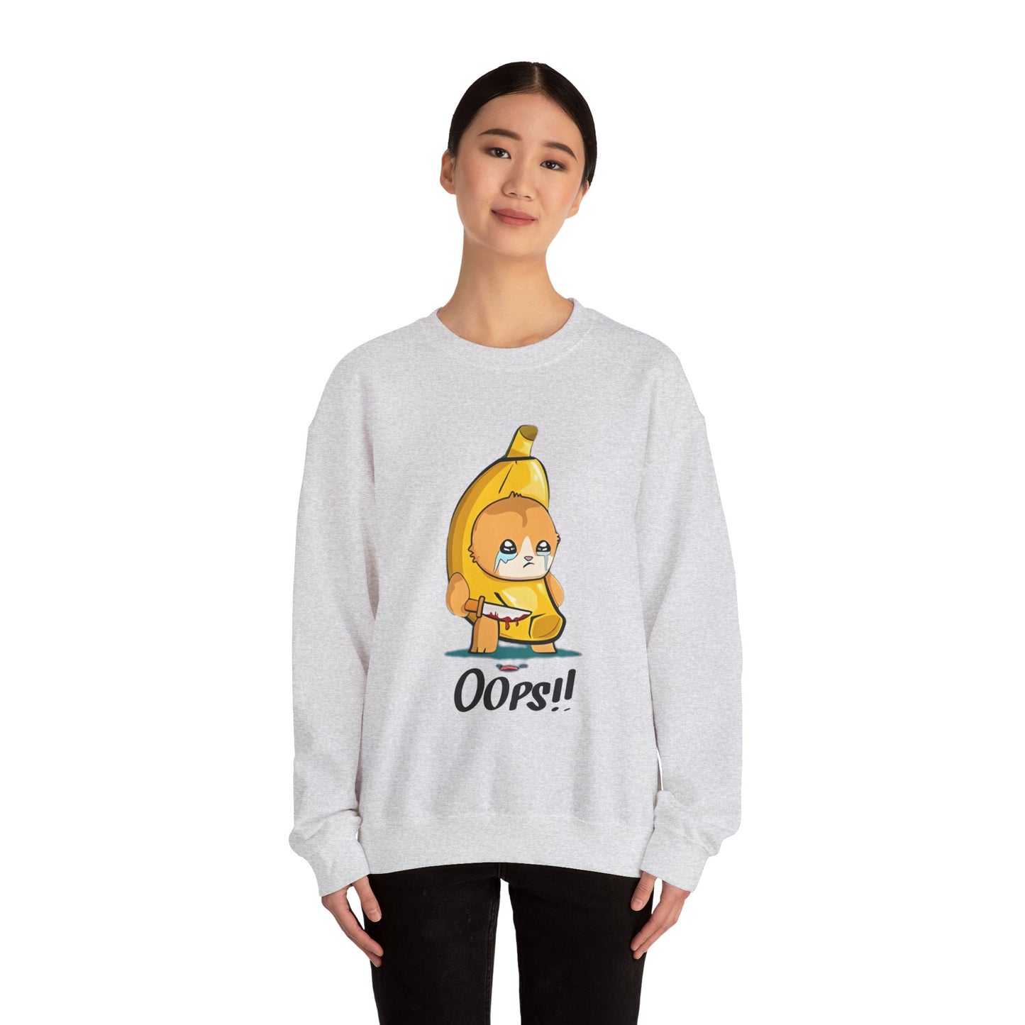 Oops!! Banana Kitty Sweatshirt - Unisex Heavy Blend™ Crewneck