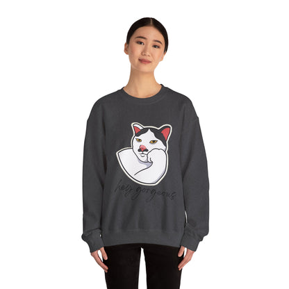 Hey Gorgeous Cat Unisex Heavy Blend Crewneck Sweatshirt