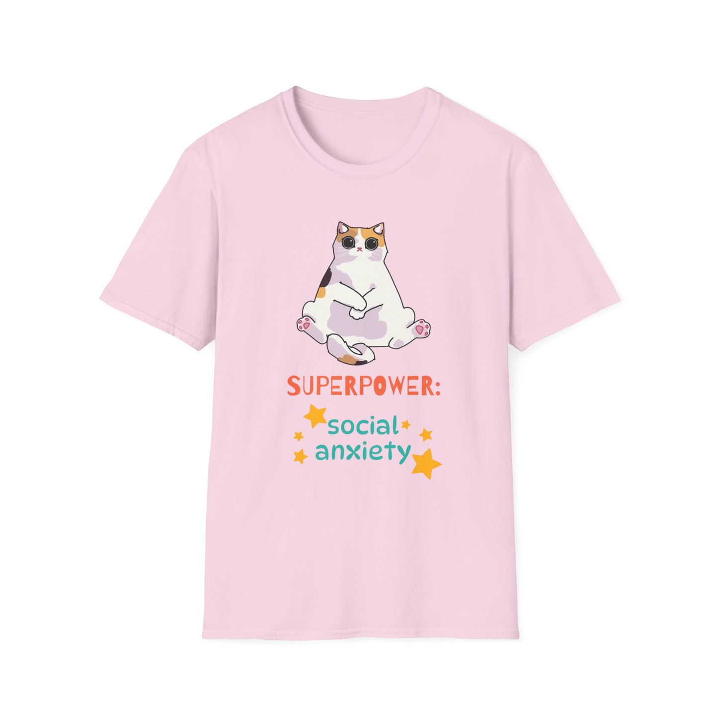 Superpower: Social Anxiety Unisex T-Shirt - Cute Cat Design