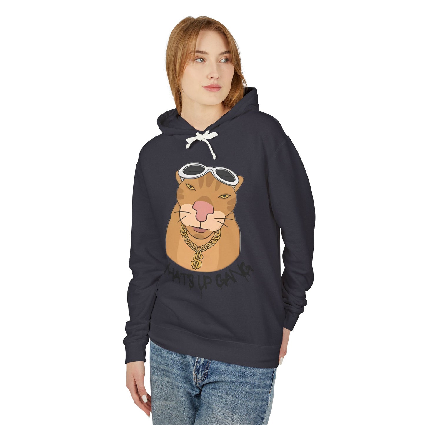 Cool Cat Unisex Lightweight Hooded Sweatshirt - Stylish & Fun Design