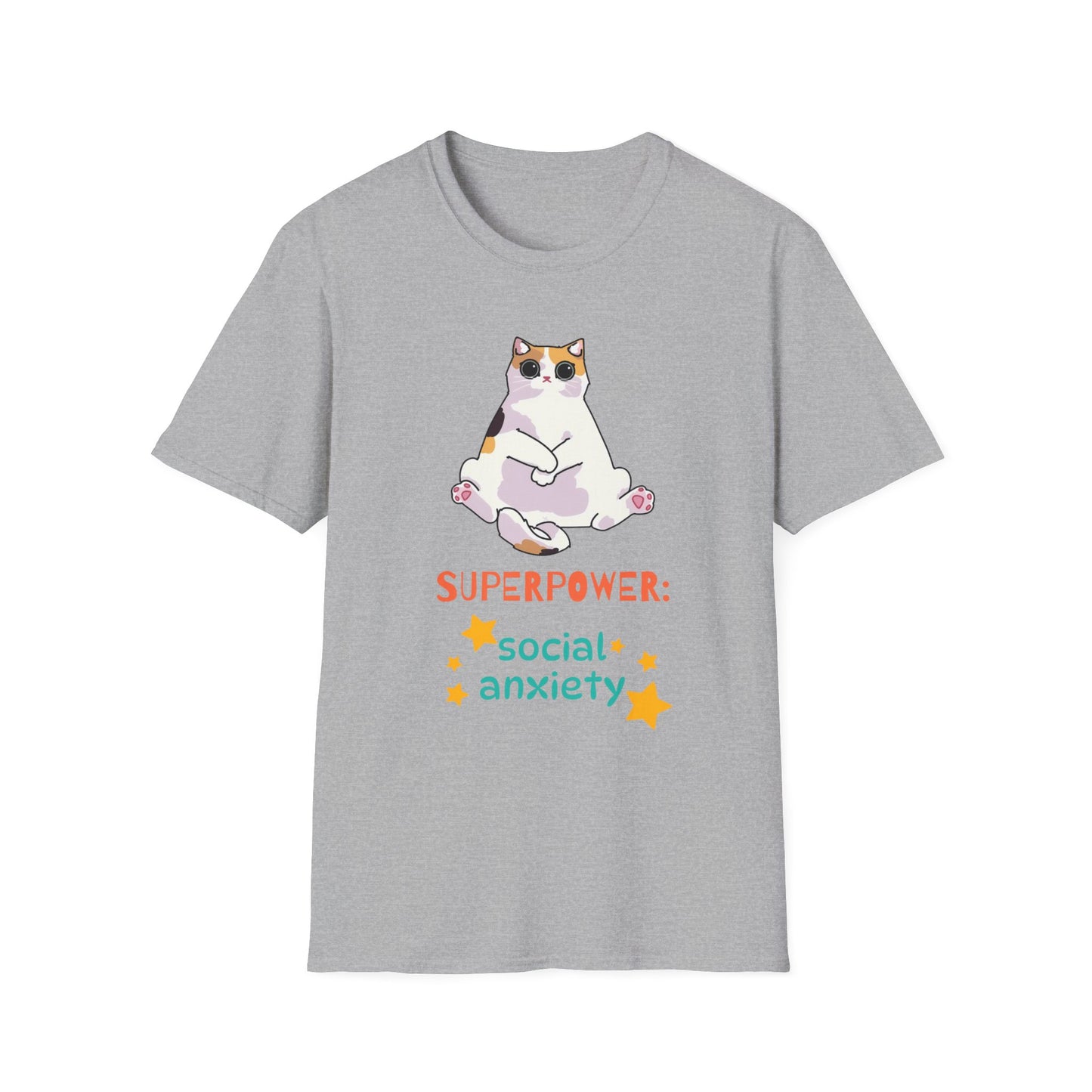 Superpower: Social Anxiety Unisex T-Shirt - Cute Cat Design