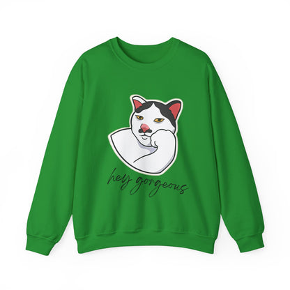 Hey Gorgeous Cat Unisex Heavy Blend Crewneck Sweatshirt