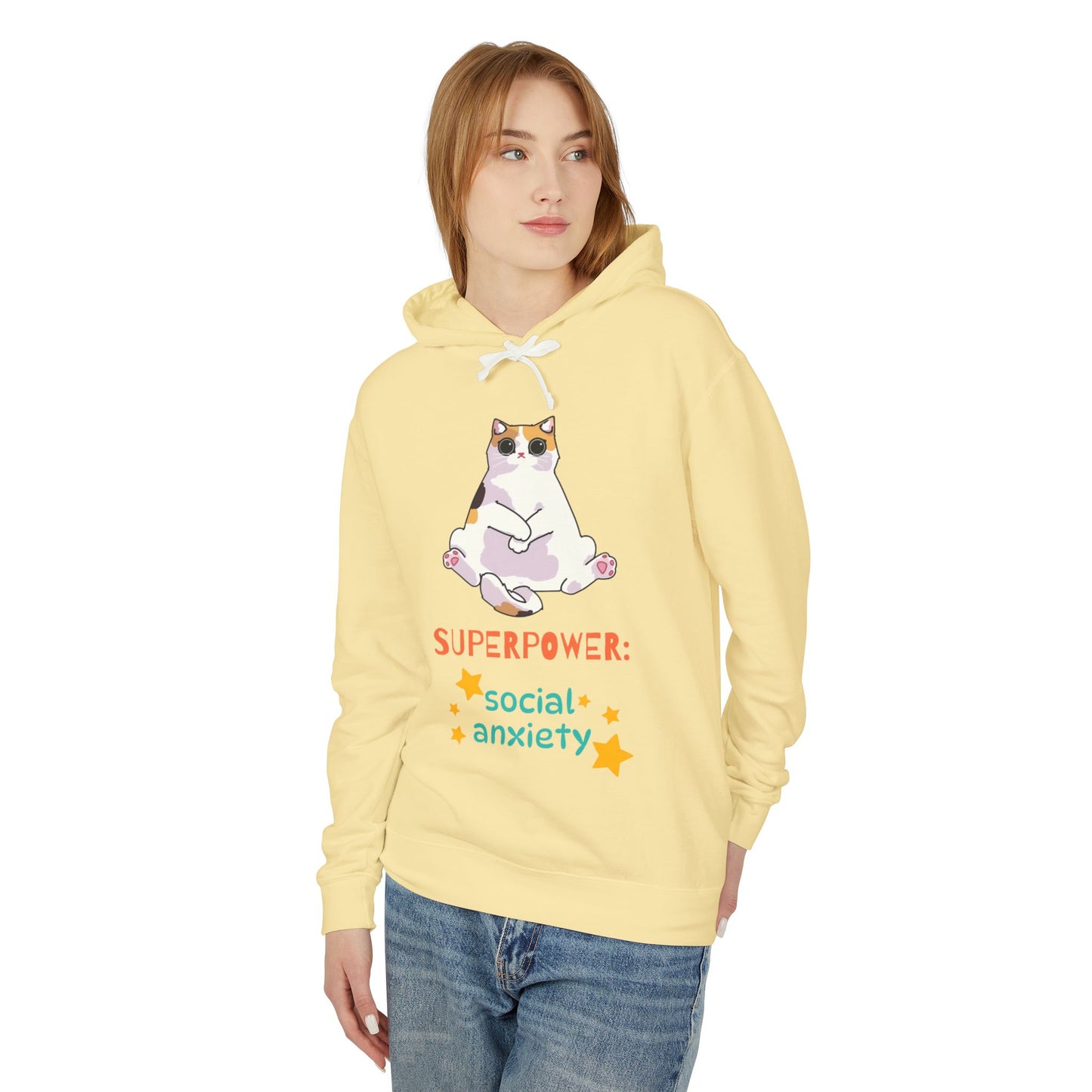 Superpower: Social Anxiety Unisex Lightweight Hooded Sweatshirt