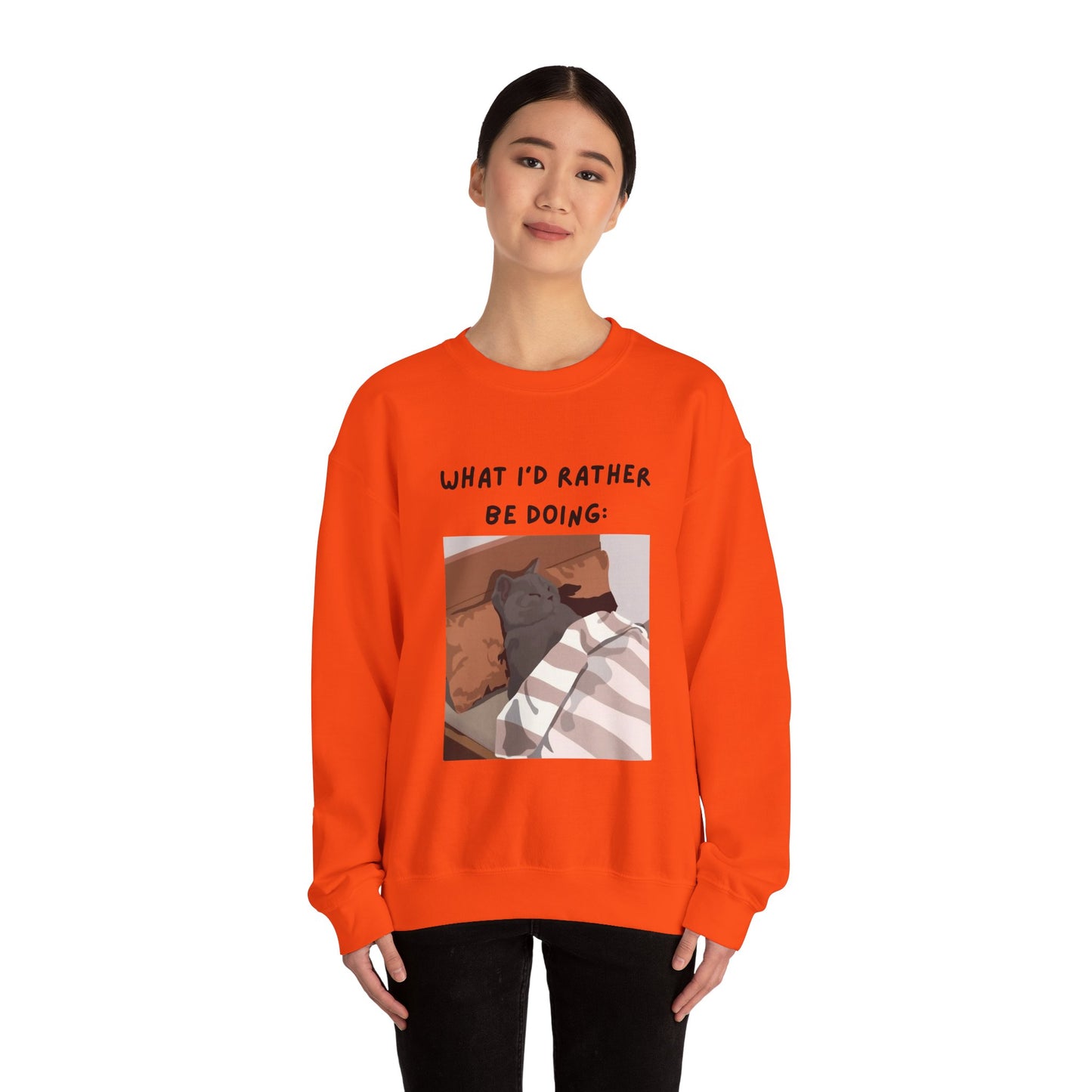 Cozy Cat Sweatshirt - 'What I’d Rather Be Doing' Unisex Crewneck