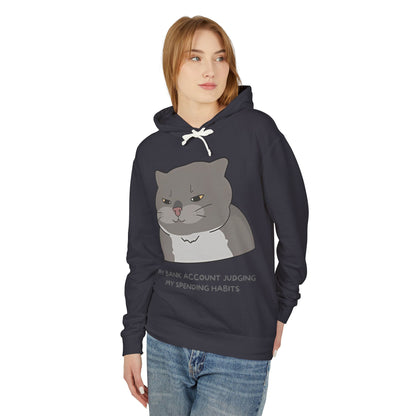 My Bank Account Judging Unisex Lightweight Hooded Sweatshirt - Funny Cat Hoodie for Casual Wear