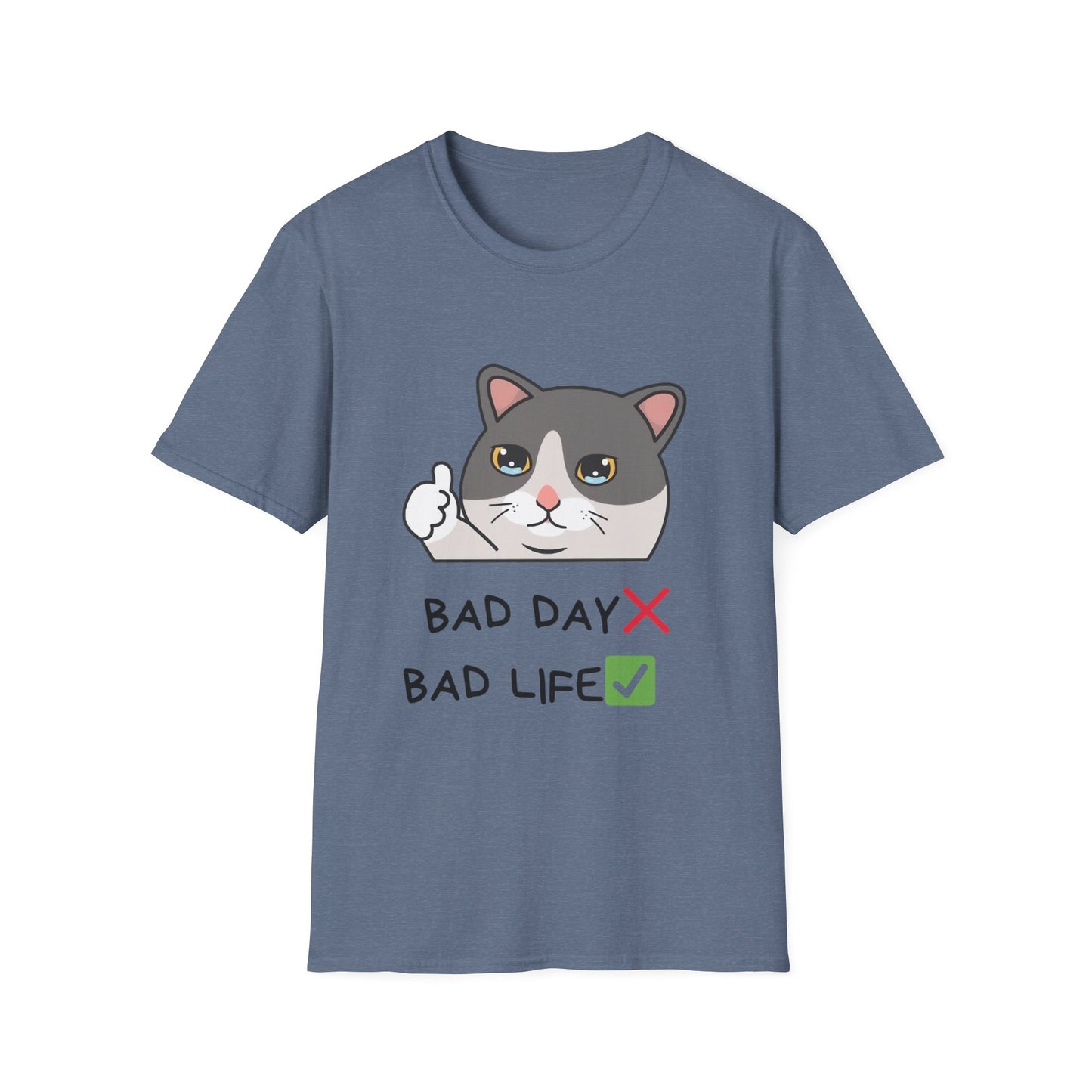 Cute Cat 'Bad Day' Unisex Softstyle T-Shirt - Perfect for Cat Lovers!