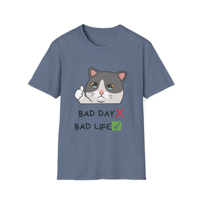 Cute Cat 'Bad Day' Unisex Softstyle T-Shirt - Perfect for Cat Lovers!