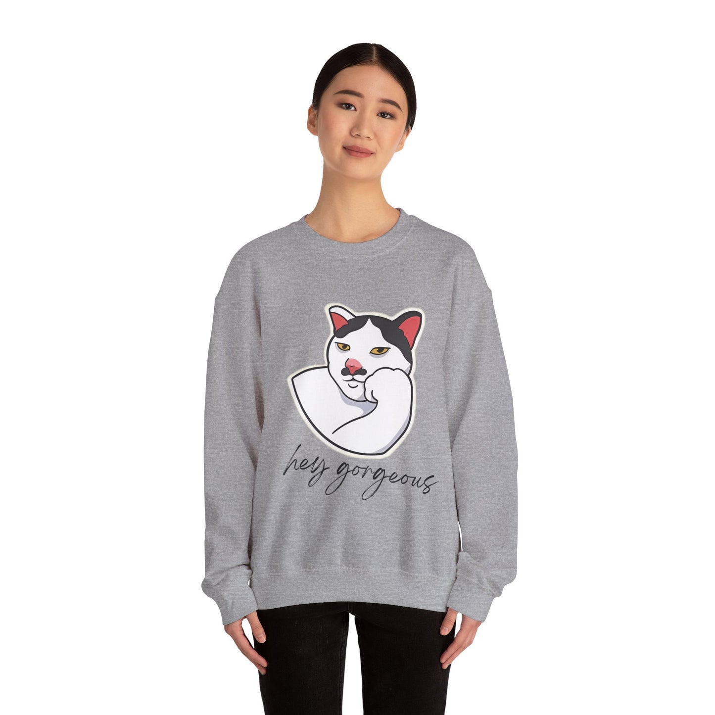 Hey Gorgeous Cat Unisex Heavy Blend Crewneck Sweatshirt