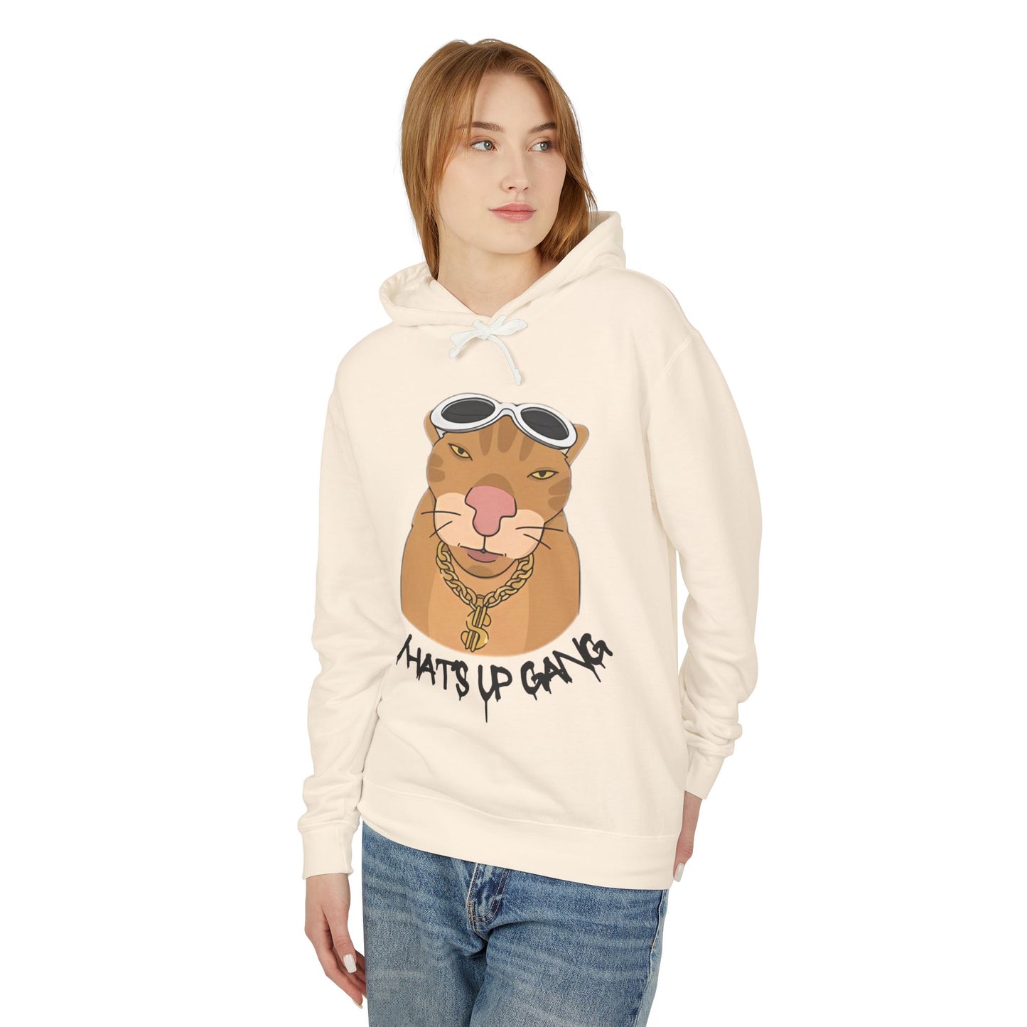 Cool Cat Unisex Lightweight Hooded Sweatshirt - Stylish & Fun Design