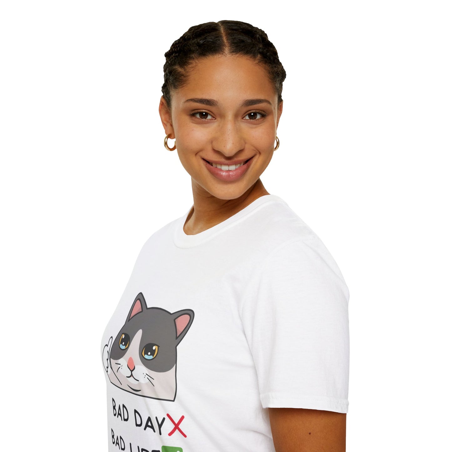 Cute Cat 'Bad Day' Unisex Softstyle T-Shirt - Perfect for Cat Lovers!