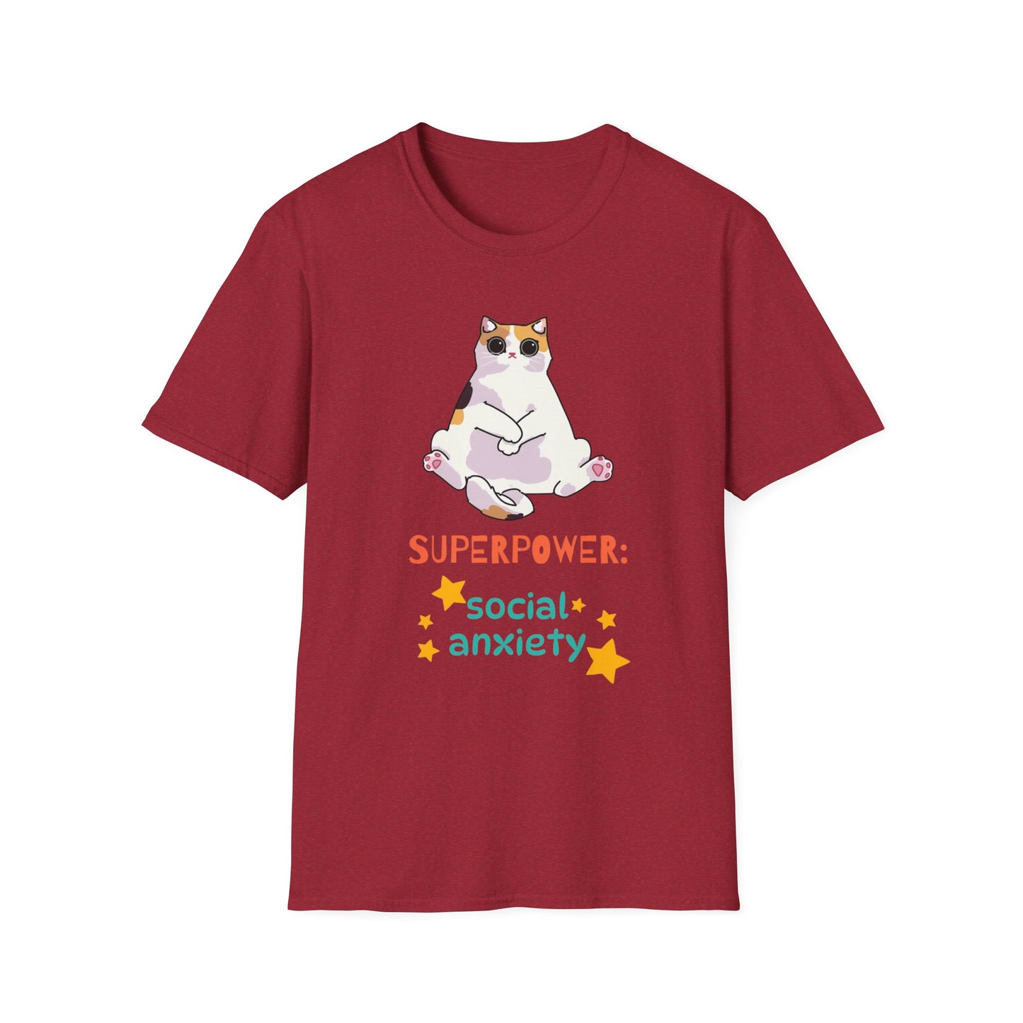 Superpower: Social Anxiety Unisex T-Shirt - Cute Cat Design