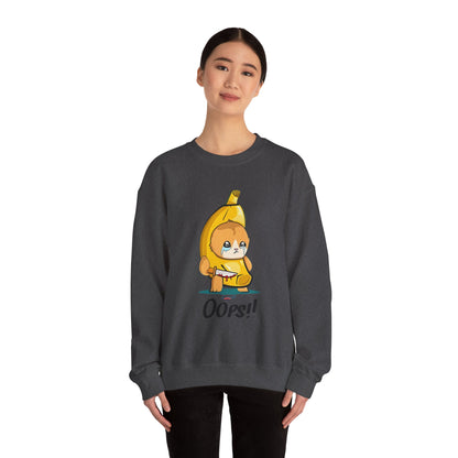 Oops!! Banana Kitty Sweatshirt - Unisex Heavy Blend™ Crewneck