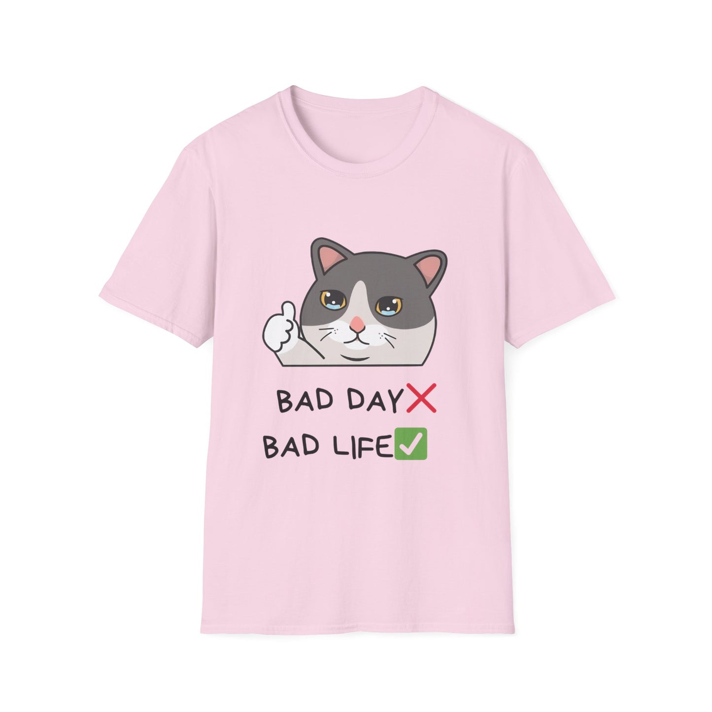 Cute Cat 'Bad Day' Unisex Softstyle T-Shirt - Perfect for Cat Lovers!