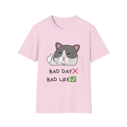 Cute Cat 'Bad Day' Unisex Softstyle T-Shirt - Perfect for Cat Lovers!