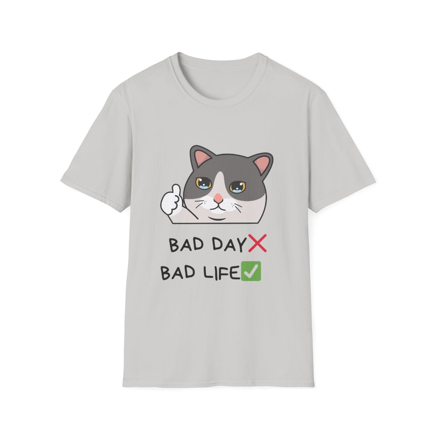 Cute Cat 'Bad Day' Unisex Softstyle T-Shirt - Perfect for Cat Lovers!